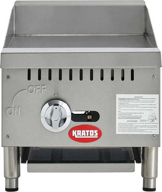 Kratos 15" Wide Commercial Countertop Griddle, Gas Hot Plate