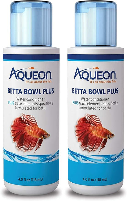 Aqueon Betta Bowl Plus Water Conditioner Neutralizes Chlorine and Ammonia for Betta Fish Tanks - 4 Ounces (Pack of 2)