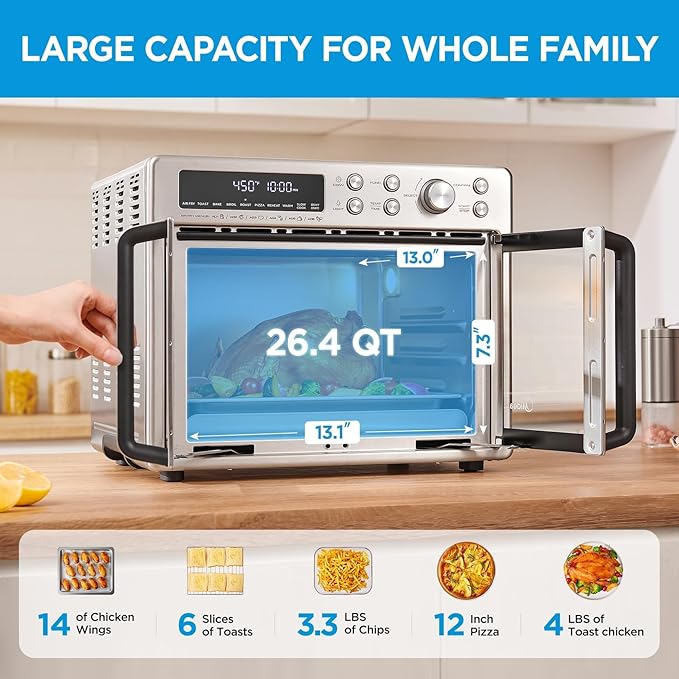 Midea Flexify French Door Toaster Oven Air Fryer Combo, 26.4 QT, Extra Large