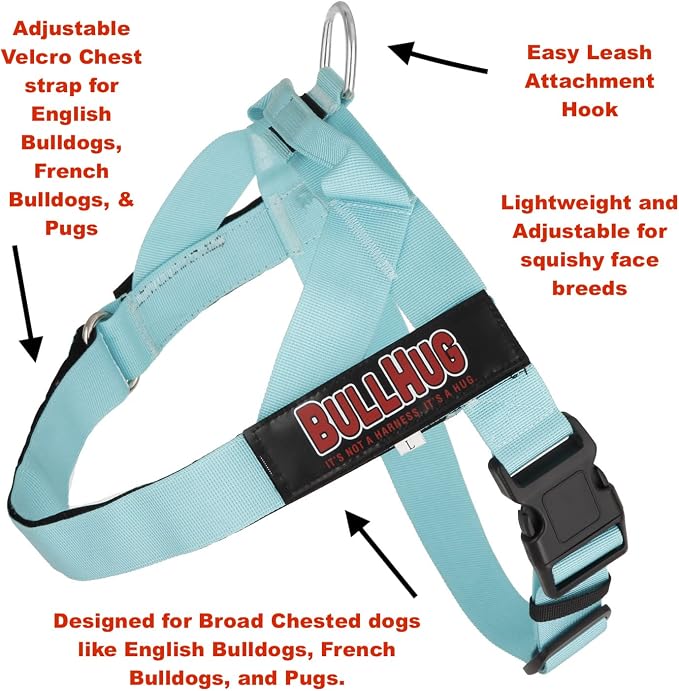Adjustable Dog Harness– No Pull, No Choke – for English Bulldogs, French Bulldogs, Pugs & Broad-Chested Breeds – Easy, Safe Walks (Blue TAN Plaid, Small)