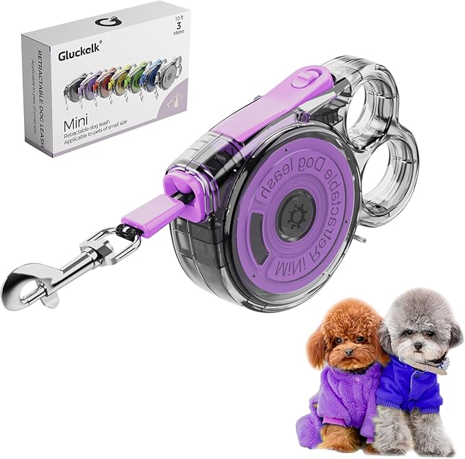 10ft Retractable Dog Leash for Small Dogs, Puppies, and Cats, 360° Tangle-Free, One-Handed Brake, Applicable to Pets of Small Size