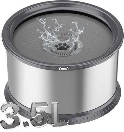 3.5L Stainless Steel Dog Water Bowl, No Spill Water Bowl for Dogs | Large Capacity, Slow Drinking Feeder, Splash Proof, with Anti-Slip Mat, Dishwasher Safe, Sturdy, Suitable for Mess Drinkers