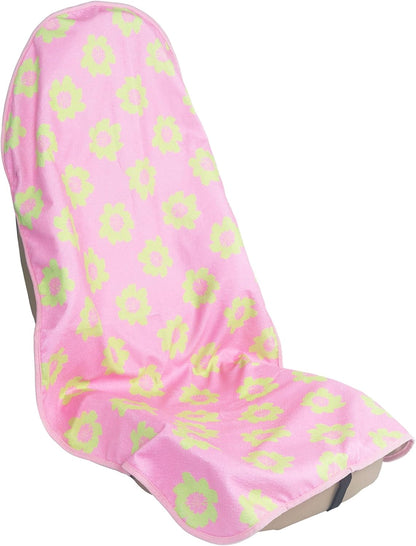 Car Seat Cover Protector Front Seats,for Gym Workout,Running,Swimming,Beach and Hiking,Waterproof Sweat Towel Bucket Seat Covers for Cars SUV Trucks (Flower and Pink, 1Pcs)