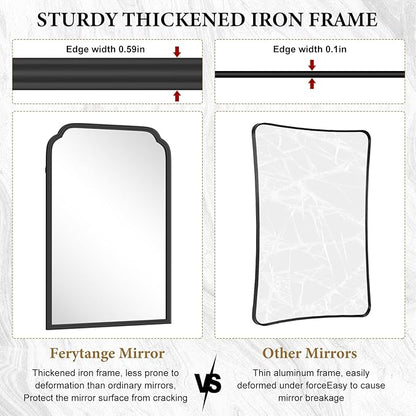 20X30 Inch Black Metal Framed Bathroom Mirror