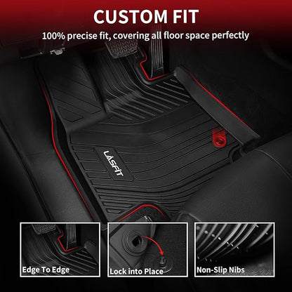 LASFIT Floor Mats for Toyota Grand Highlander 2026 2025 2024 with Subwoofer (Include Hybrid), Trunk Mat Cargo Liner and Seat Back Covers TPE All Weather, Black