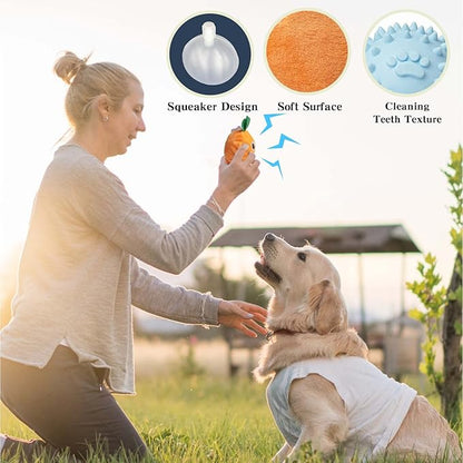 MewaJump Squeaky Easter Dog Toys with Ball, 3-in-1 Plush Cute Dog Toy, Dog Chew Toy with 3 Layers, Dogs Puzzle Pet Toy for Teeth Cleaning, Puppy Enrichment Toys for Small and Medium Breed