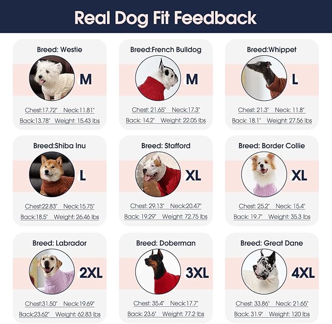IECOii Girl XXXL Dog Sweater Dress, Girl Dog Sweaters for Extra Large Dogs Turleneck, Red,XXXLarge, Thermal Warm Knitwear with Leash Hole, Adorable Cable Knit Sweater for Christmas & Thanksgiving