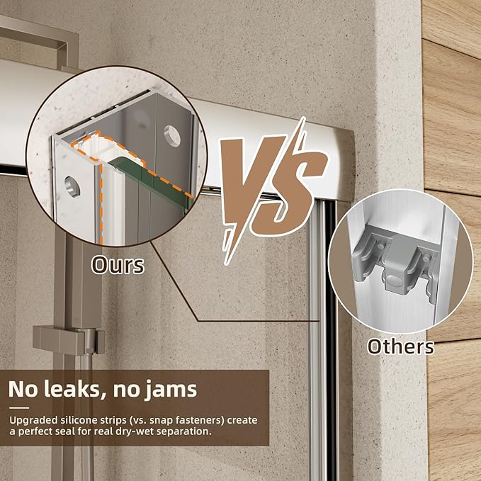 Sliding Shower Door, Royal Guard 50-54" W x 70" H Semi-Frameless Double Sliding