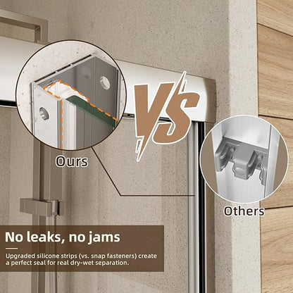 Shower Door, 44-48" W x 70" H Semi-Frameless Double Sliding Shower Doors