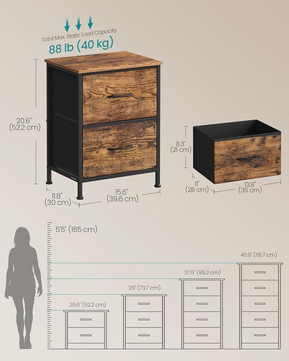 SONGMICS Dresser for Bedroom, Chest of Drawers, Nightstand, 2 Non-Woven Fabric