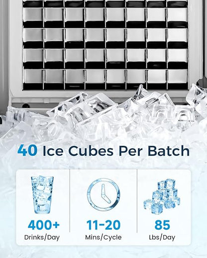 Commercial Ice Maker with Water Pump, Built-in Undercounter Ice Maker with