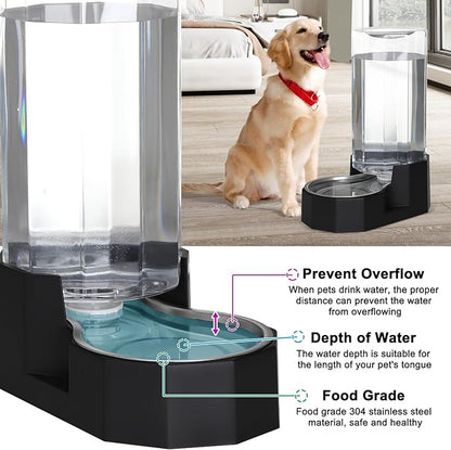 Sfozstra Large Dog Water Dispenser: 9L Gravity Black Gravity Water Feeder