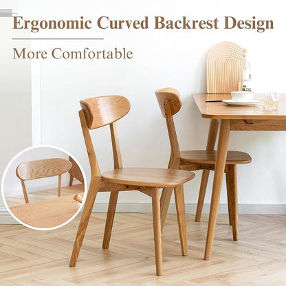 Hymus 100% Solid Oak Wood Dining Room Chairs - Practical Kitchen Chairs for Dining Room, Kitchen, Living Room (4, Natural)