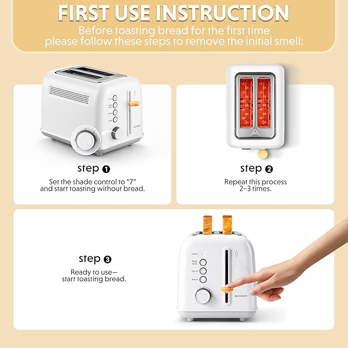 BUYDEEM DT620 2-Slice Toaster, Extra Wide Slots, Retro Stainless Steel