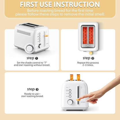 BUYDEEM DT620 2-Slice Toaster, Extra Wide Slots, Retro Stainless Steel