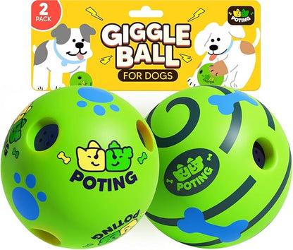 Giggle Ball for Dogs 2 Pack,Interactive Dog Toys,Funny Giggle Sound Toy Ball,Rolling Squeaky Toy for Large Medium Small Dogs,Fun Giggle Sounds Attract Attention When Rolled or Shaken-3.14 inch