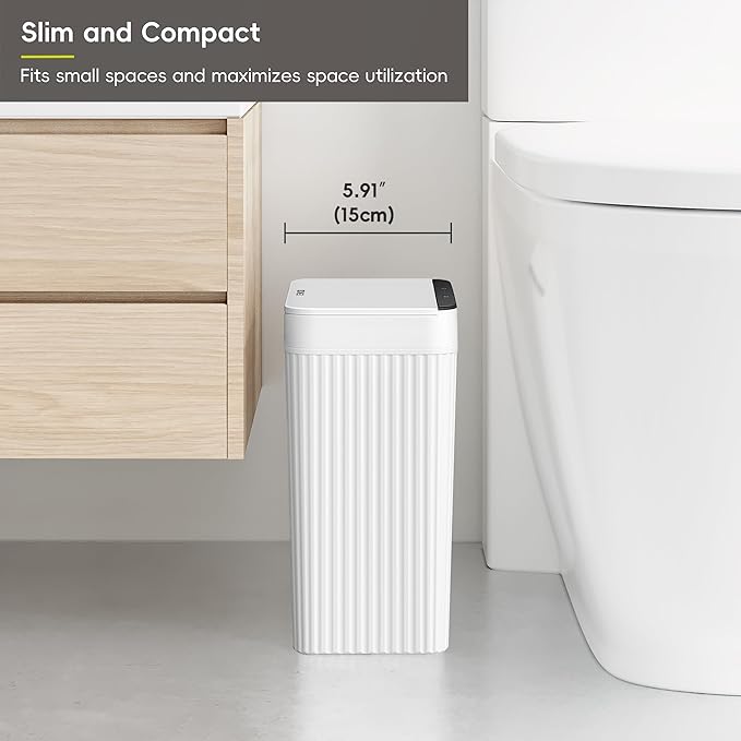 EKO Brio 10L/2.6 Gallon Motion Sensor Trash Can, Automatic Touchless Bathroom