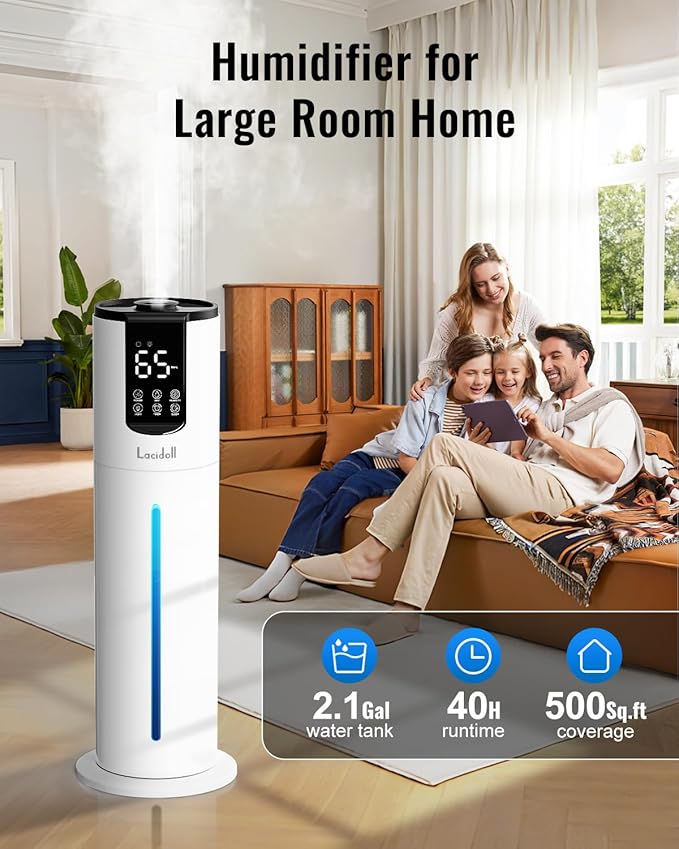 Lacidoll 8L Humidifiers for bedroom, Humidifiers large room up to 500 sq ft