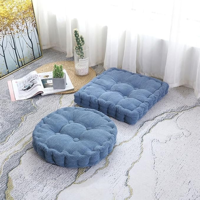 Round Soft Chair Cushions Home Floor Pillow Indoor Corduroy Chair Pads Office Seat Cushion, 19" D.