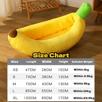 Banana Pet Bed for Small Dogs and Cats, Cozy Enclosed Calming Cave Bed with Removable Plush Cushion for Indoor Kittens Puppies Small Pets (Banana Bed + Bone Toy, Small)