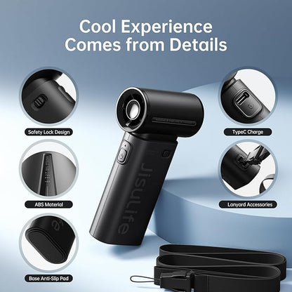 JISULIFE Portable Handheld Fan Life9, Turbo Power High Speed Air, 5 Gear Wind