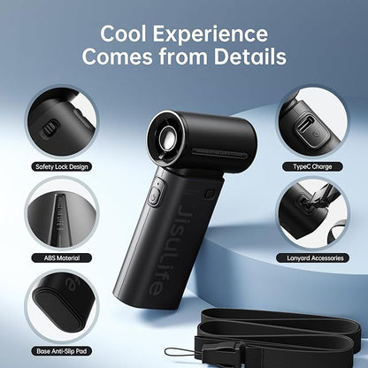 JISULIFE Portable Handheld Fan Life9, Turbo Power High Speed Air, 5 Gear Wind