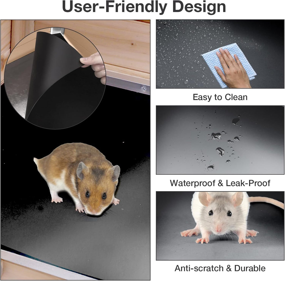 Guinea Pig Cage with Wooden Stand - Hamster Cage, Small Animal Cage Anti Chew Ramp, Hideout, Platform, Pull Out Tray (Wood, L)