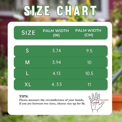 HANDLANDY Women Gardening Gloves, Scratch Resistant Breathable Ladies Rose Pruning Long Gauntlet Floral Print Garden Yard Gloves, Gift for Gardeners (Green, S)