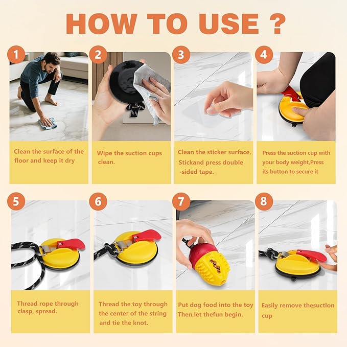 Interactive Dog Toys Tug of War,Dog Puzzle Toy Squeaky for Medium Small Breed Mental Stimulation,Indestructible Food Dispensing Dog Toy to Keep Busy,Red Yellow
