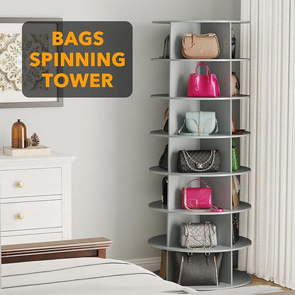 SpaceAid 7 Tier Rotating Shoe Rack Tower, Spinning Shoe Display Lazy Susan