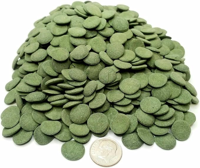 Aquatic Foods Inc. Sinking 12mm - 1/2" Spirulina Algae Wafers, Ideal for All Bottom Fish, Plecos, Shrimp, Snails, Crayfish, All Herbivorous and Omnivorous Tropical Fish...1-lb