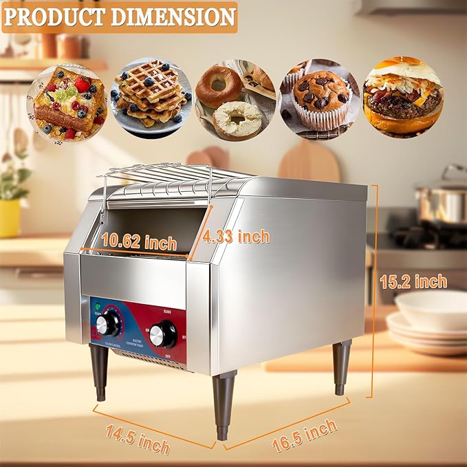 CTJ Commercial Toaster 300 Slices/Hour Electric Conveyor Belt Toaster Heavy