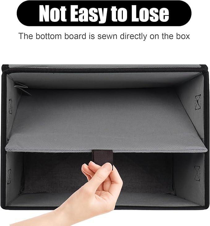 Large 22 Quart Linen Fabric Foldable Storage Bin Cube Organizer Basket with Flip-Top Lid & Handles, Clothes Blanket Box for Home, Office, Closet, Black & Gray, 4 Pack 14.6 x 9.5 x 9.5