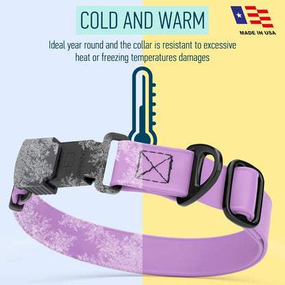 Dogline Biothane Waterproof Dog Collar with Herm Sprenger Stainless Steel Quick Release Buckle – Heavy Duty Tactical Durable Collar for Dogs – Comfortable and Safe Pet Collar W 3/4" L 12-19" Amethyst