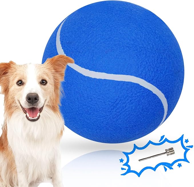 Big Tennis Ball for Dogs, Giant Dog Tennis Ball Toy Large Outdoor Sports Gift for Small Medium Large Dog (Blue, 9.5 inch)
