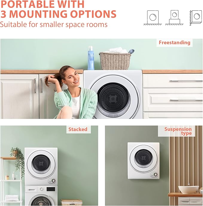 Euhomy Portable Dryer 1.5 cu. ft., 850W Powerful Clothes Dryer