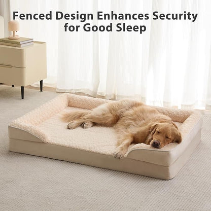 WNPETHOME Orthopedic Washable Dog Bed Large for Senior Dog Cozy Sleep | Waterproof Big Soft Dog Couch Sofa Bed for Dogs Relax with Removable Cover Supportive Comfort Pet Bed Beige 36x27 Inch