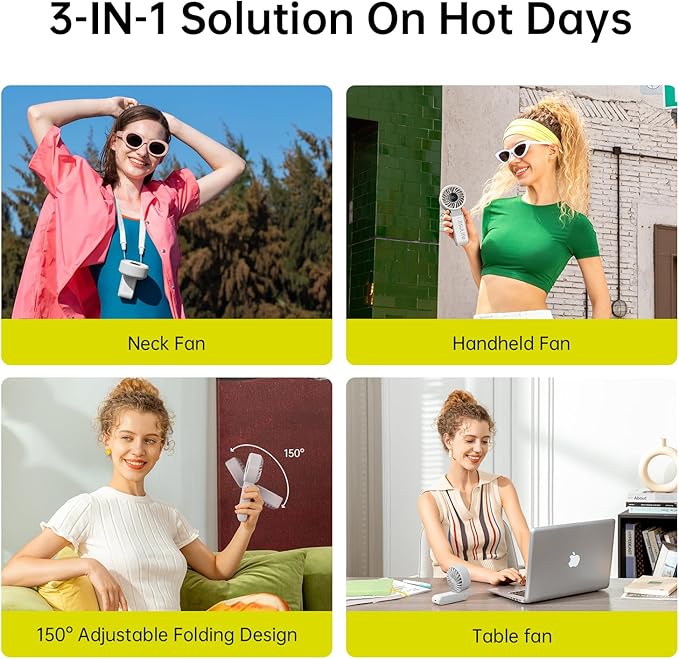 JISULIFE Handheld Fan Life7 – Ultimate Flexibility: High-Power Motor, LED