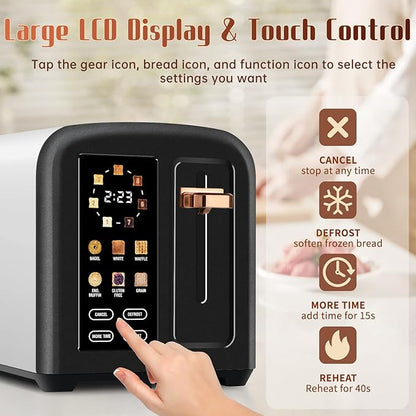 SEEDEEM Toaster 2 Slice with Touch Screen, Faster Heating Speed, 7 Shade Setting