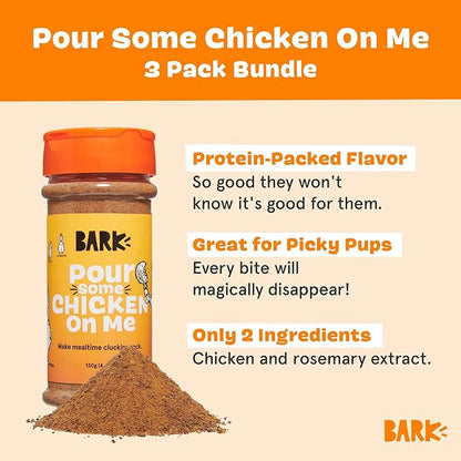 Barkbox Chicken Dog Treat Topper High Protein Limited Ingredient Meal Mixer, Rosemary Extract for Large & Small Breeds, Elevate Dog Food Dining, Shake & Pour for Dog Bowls (Pack of 3)
