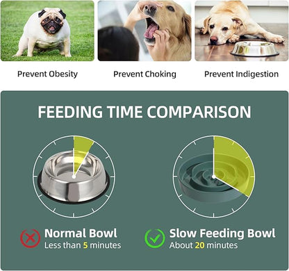 Ceramic 1.6 Cup Slow Feeder Dog Bowl