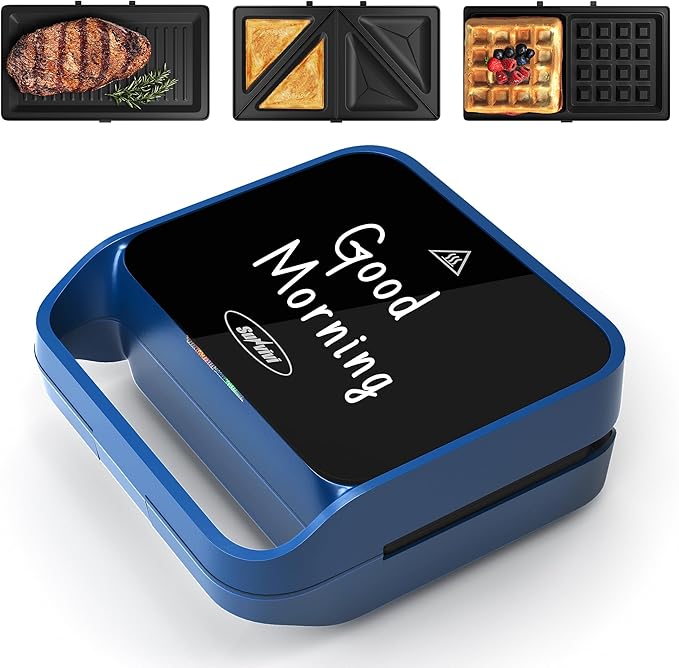 Sunvivi 3 in 1 Sandwich Maker, Electric Waffle Maker