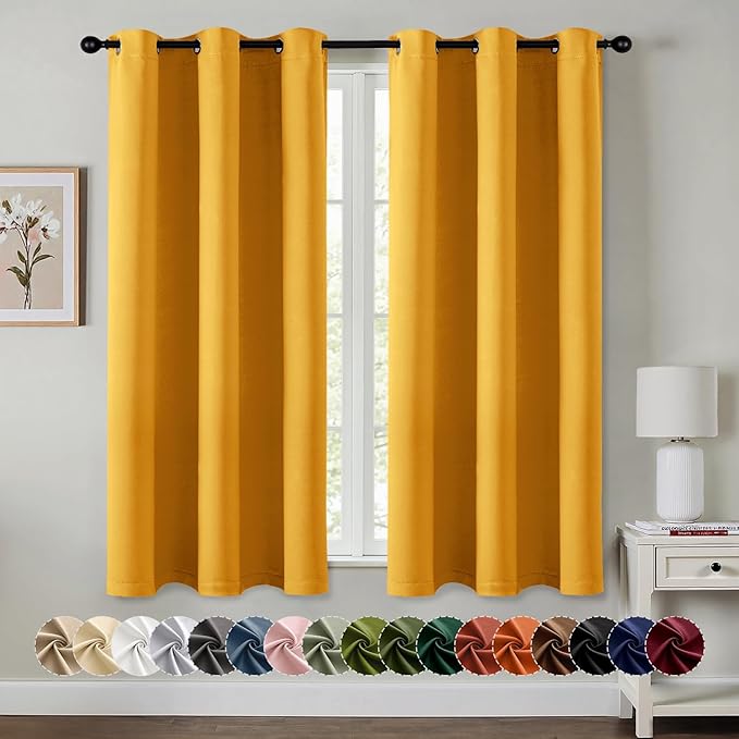 MIULEE Yellow Blackout Curtains