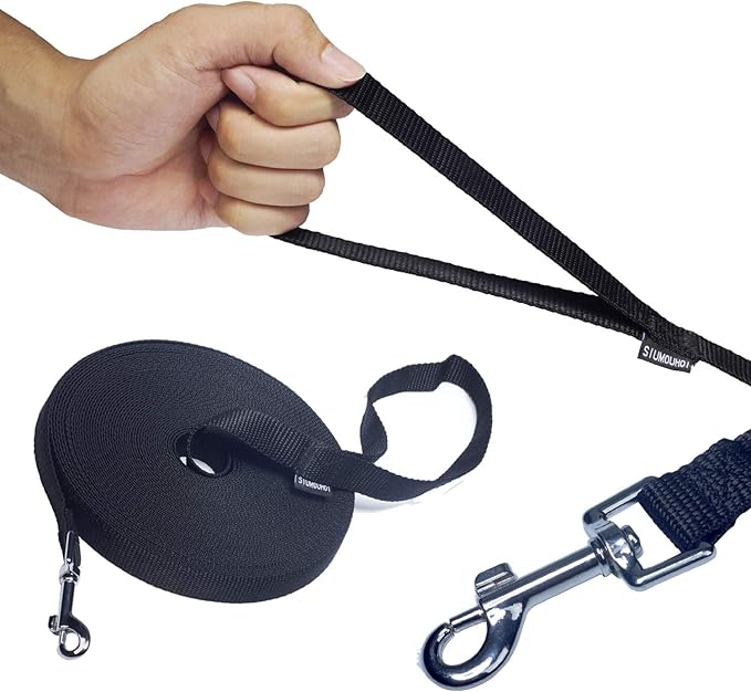 Dog/Puppy Obedience Recall Training Agility Lead - 15ft 20ft 30ft 40ft 50ft Training Leash - Great for Play, Camping, or Backyard - Black 40ft (40Feet, Black)