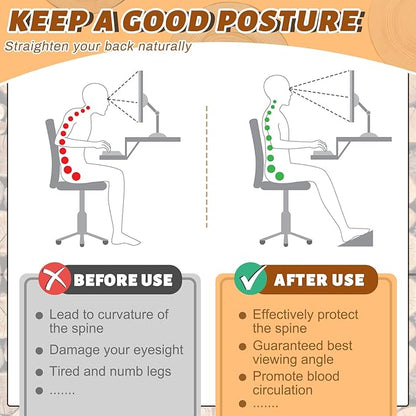 Yookeer Foot Rest for Under Desk at Work, Wooden Foot Stool, Slanted Desk Foot Rest, Ergonomic Adjustable Office Footrests, Nursing Foot Stool for Office and Home(Light Brown,Low)
