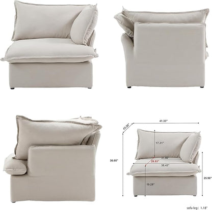 WJShome Love Seat Sofas, 82.66inch Modern Down Filled Modular Sectional Sofas, Cushion Covers Removable, Customizable Modular Sectional Couch for Living Room Apartment Lounge Bedroom (Beige, 2 Seat)