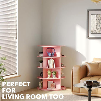 SpaceAid 4 Tier Rotating Shoe Rack Tower, Spinning Shoe Display Lazy Susan