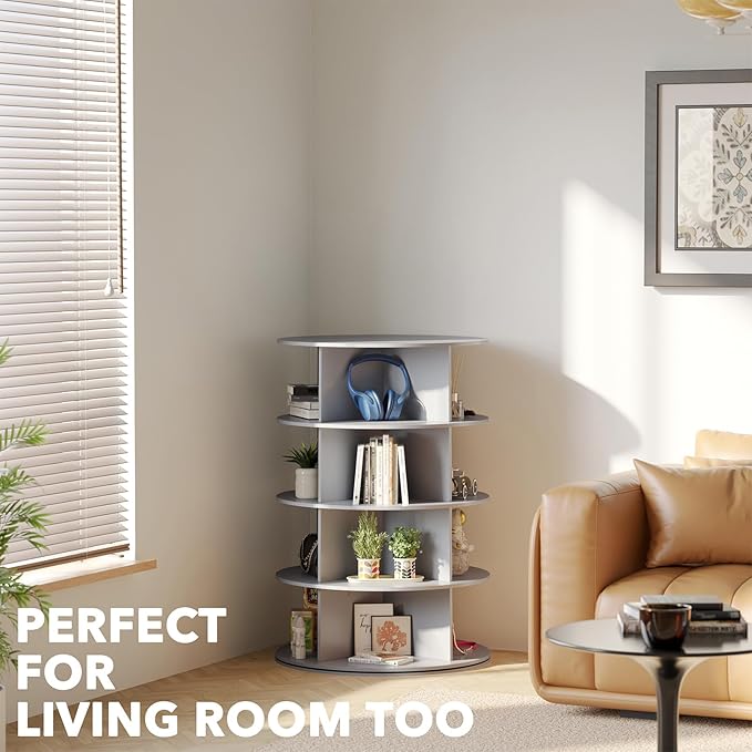 SpaceAid 4 Tier Rotating Shoe Rack Tower, Spinning Shoe Display Lazy Susan