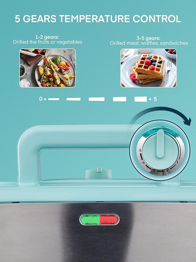 FOHERE Waffle Maker 3 in 1 Sandwich Maker 1200W Panini Press