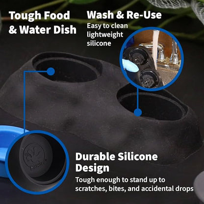 Pangea Ultimate Eco Dish, Crested Gecko Food and Water Bowl for Terrestrial Lizards, Durable Silicone Feeding Accessory for Reptile Terrariums 3.125in x 5.5in (Grey Marble)